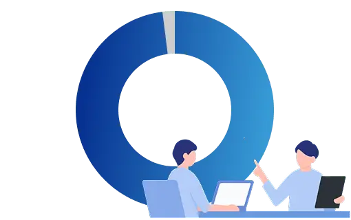 定着率を表すグラフと説明する人