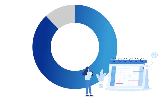 有休取得率を表すグラフとカレンダー