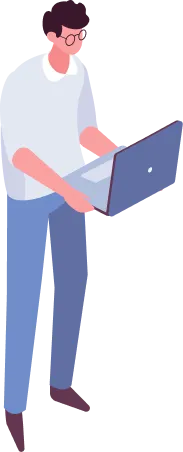 パソコンを操作するエンジニアのイラスト