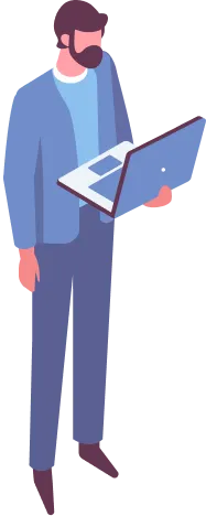 パソコンを操作するエンジニアのイラスト