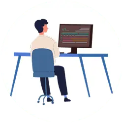 パソコン作業をしている様子イラスト